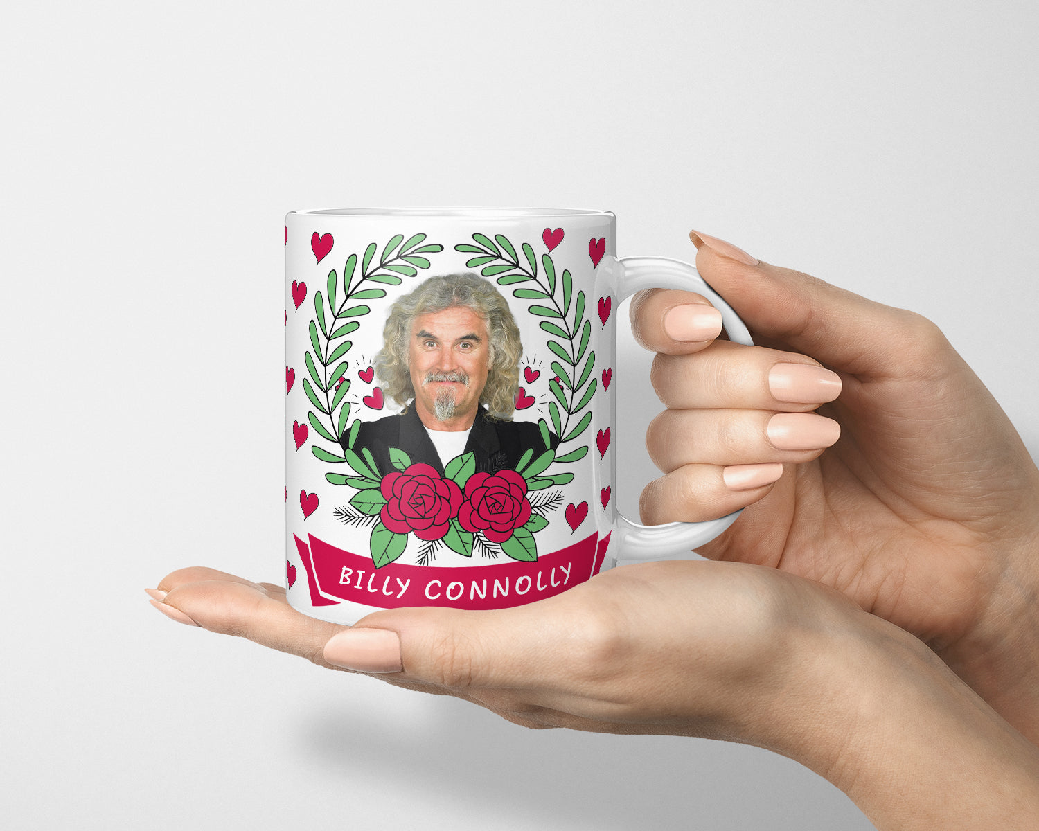 Billy Connolly, Billy Connolly Love Hearts Mug, Cute, Billy Connolly Fan, Billy Connolly Gift, I Love Billy Connolly, Scottish Comedian