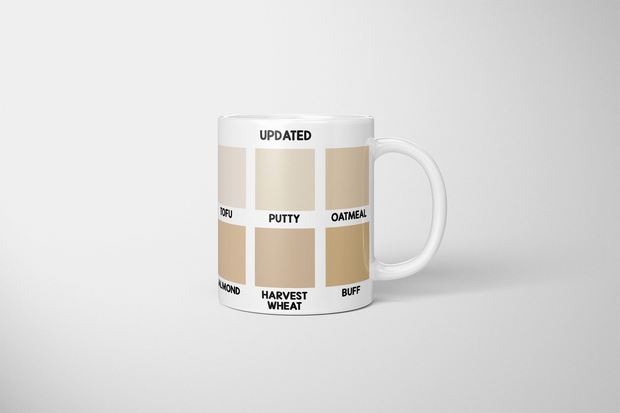 Frasier Shades Of Carpet Mug, Shades Of Berber Carpet, Frasier Mug, Frasier Fan Mug, Shades Of White, Beige, Buff, Almond, Tofu, Putty, UK