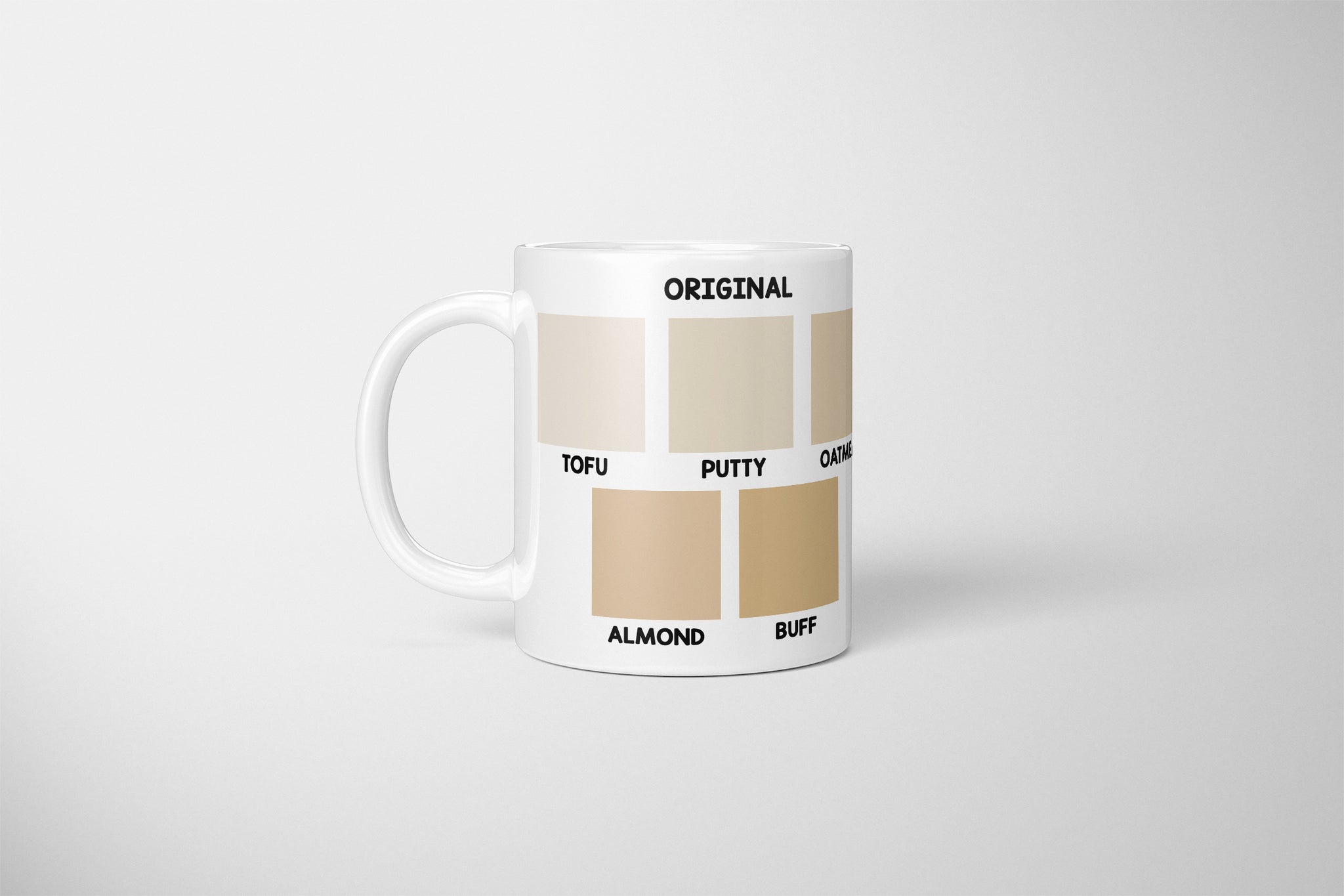 Frasier Shades Of Carpet Mug, Shades Of Berber Carpet, Frasier Mug, Frasier Fan Mug, Shades Of White, Beige, Buff, Almond, Tofu, Putty, UK