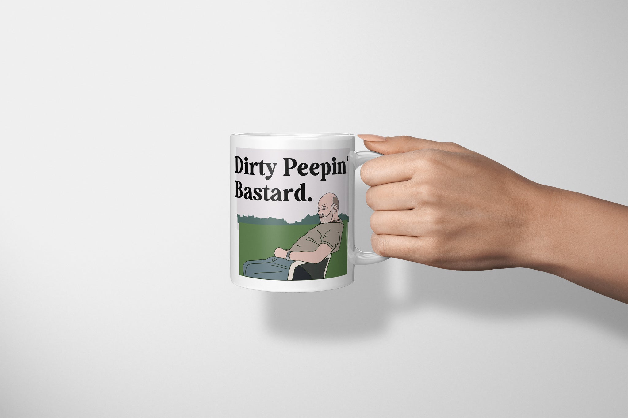 Dirty Peepin' Bastard Mug, Dirty Peeping Bastard Mug, Martin Mucklowe, This Country Mug, This Country, Martin This Country, Dirty Peeper