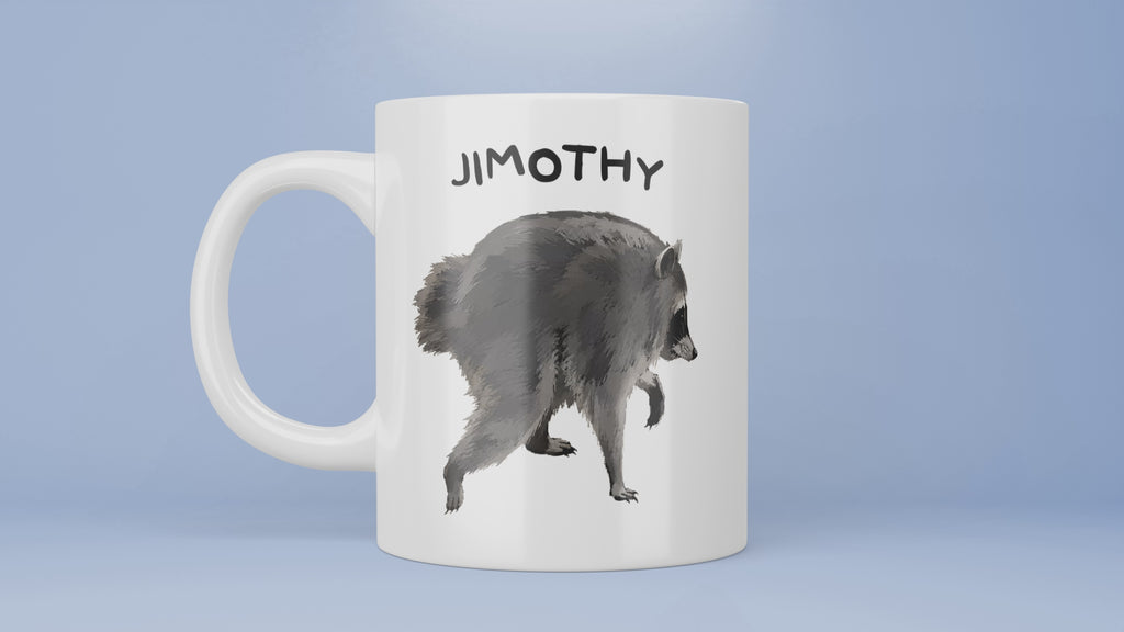 Jimothy Racoon Meme, Jimothy Mug, Jimothy The Racoon, Viral Meme, Viral Racoon Meme, Weird Images, Funniest Meme On Mug