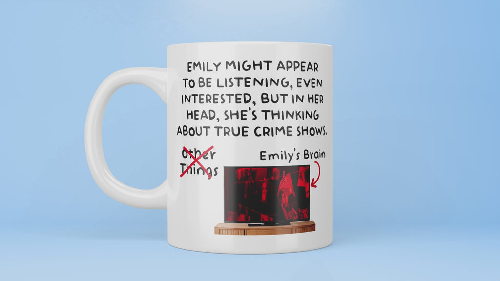 Best True Crime Mug, In My Head, I'm Thinking About True Crime Shows, Custom Name, Personalised Crime Mug, Friend Loves True Crime