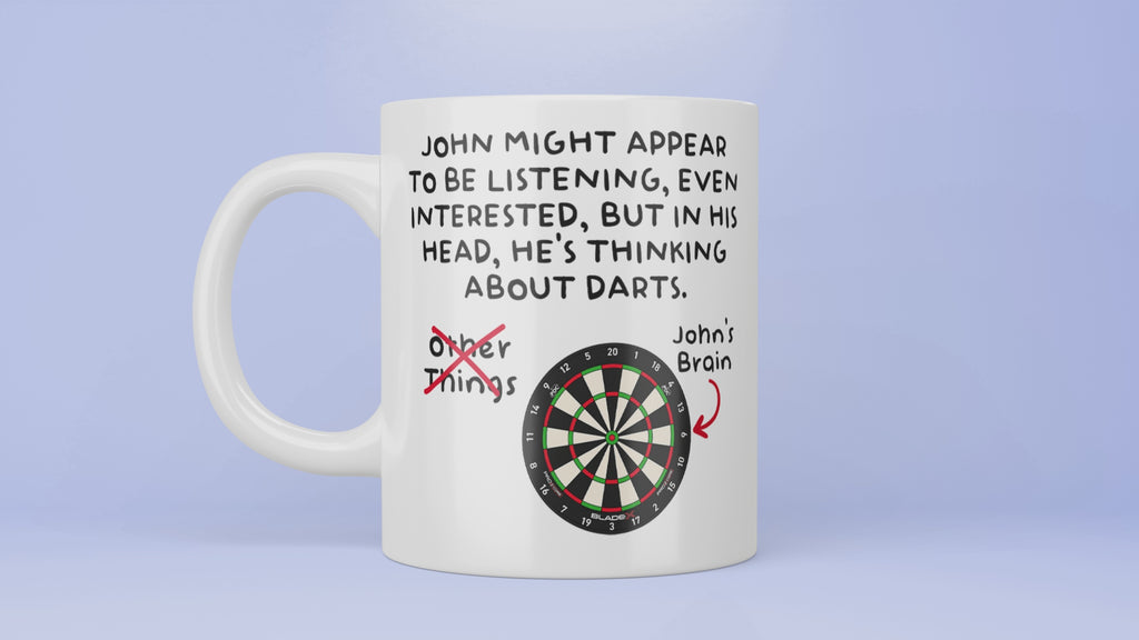 Darts, Best Darts Mug, In My Head, I'm Thinking About Darts, Custom Name, Personalised Dartboard Mug, Darts Lover, Darts Team, Club