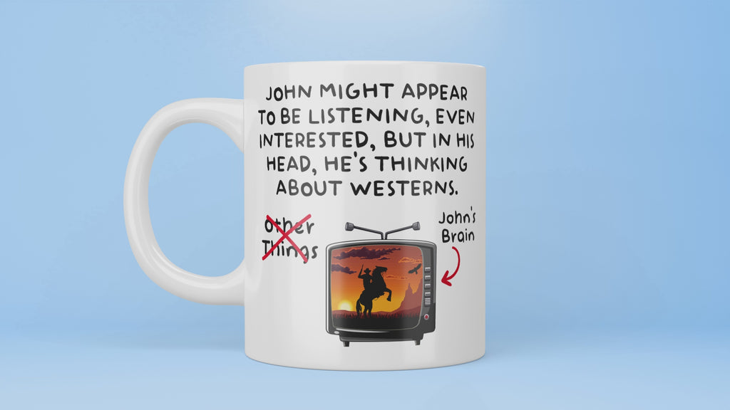 Best Westerns Mug, In My Head, I'm Thinking About Westerns, Custom Name, Personalised Western Mug, Perfect Dad, Grandad Gift, Western Lover