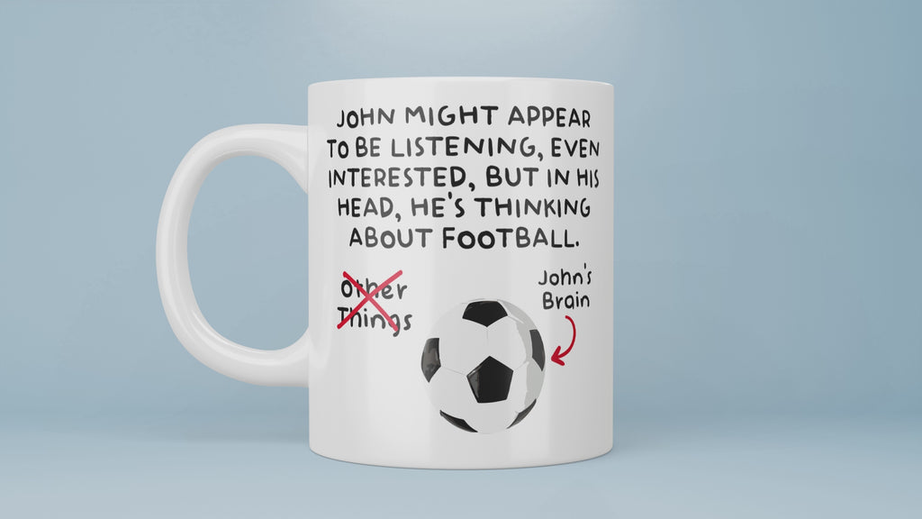 Best Football Mug, In My Head, I'm Thinking About Football, Custom Name, Personalised Football Mug, Footballer Gift, Loves Football, Soccer