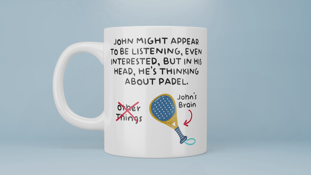 Best Padel Mug, In My Head, I'm Thinking About Padel, Custom Name, Personalised Padel Mug, Pickleball Gift, Someone Who Loves Playing Padel