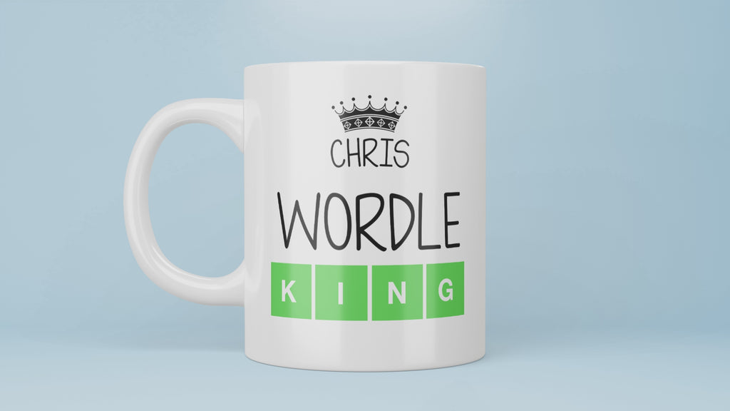 Best Custom Wordle Mug, Wordle King Mug, Name On Wordle Mug, Friend Who Loves Wordle Gift For Wordle Player, Lover, Board Game