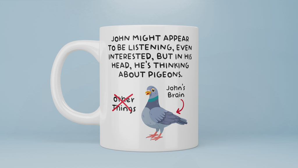 Pigeons, Best Pigeon Mug, In My Head, I'm Thinking About Pigeons, Custom Name, Personalised Pigeon Mug, Bird Lover, Pigeon Racing, Bird Gift