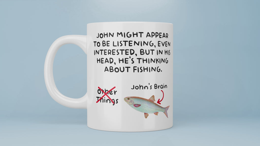 Best Fishing Mug, In My Head, I'm Thinking About Fishing, Custom Name, Personalised Fisher Mug, Fisherman Gift, Someone Who Loves Fishing
