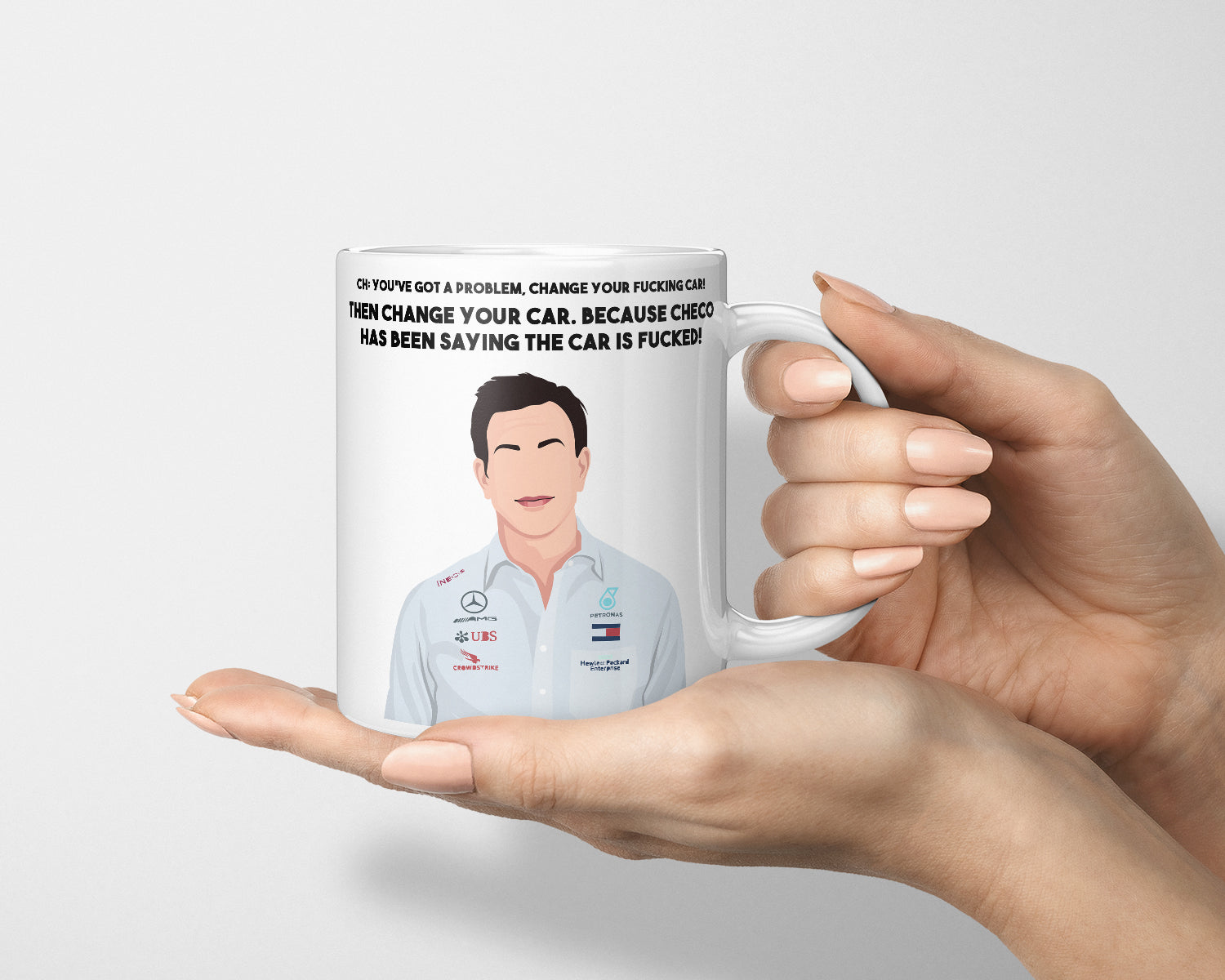 Toto Wolff Mug, Toto Wolff No Michael, Car Is Fucked Quote, Toto Wolff F1 Mug, F1 Fan Mug, Gift For Formula One Fan, Drive to Survive UK