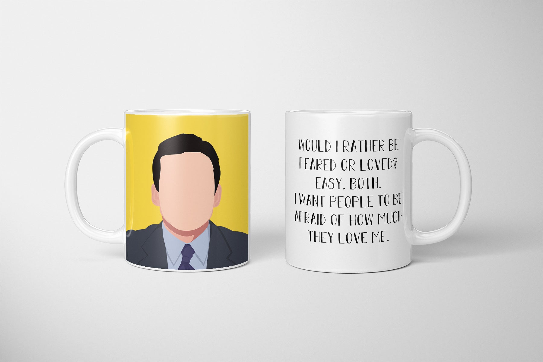Michael Scott Quote Mug, Michael Scott Office Personalised Quote Mug, Michael Scott Fan - The Office US Mug, Michael Scott Would I Rather Be Feared Or Loved? Easy. Both.