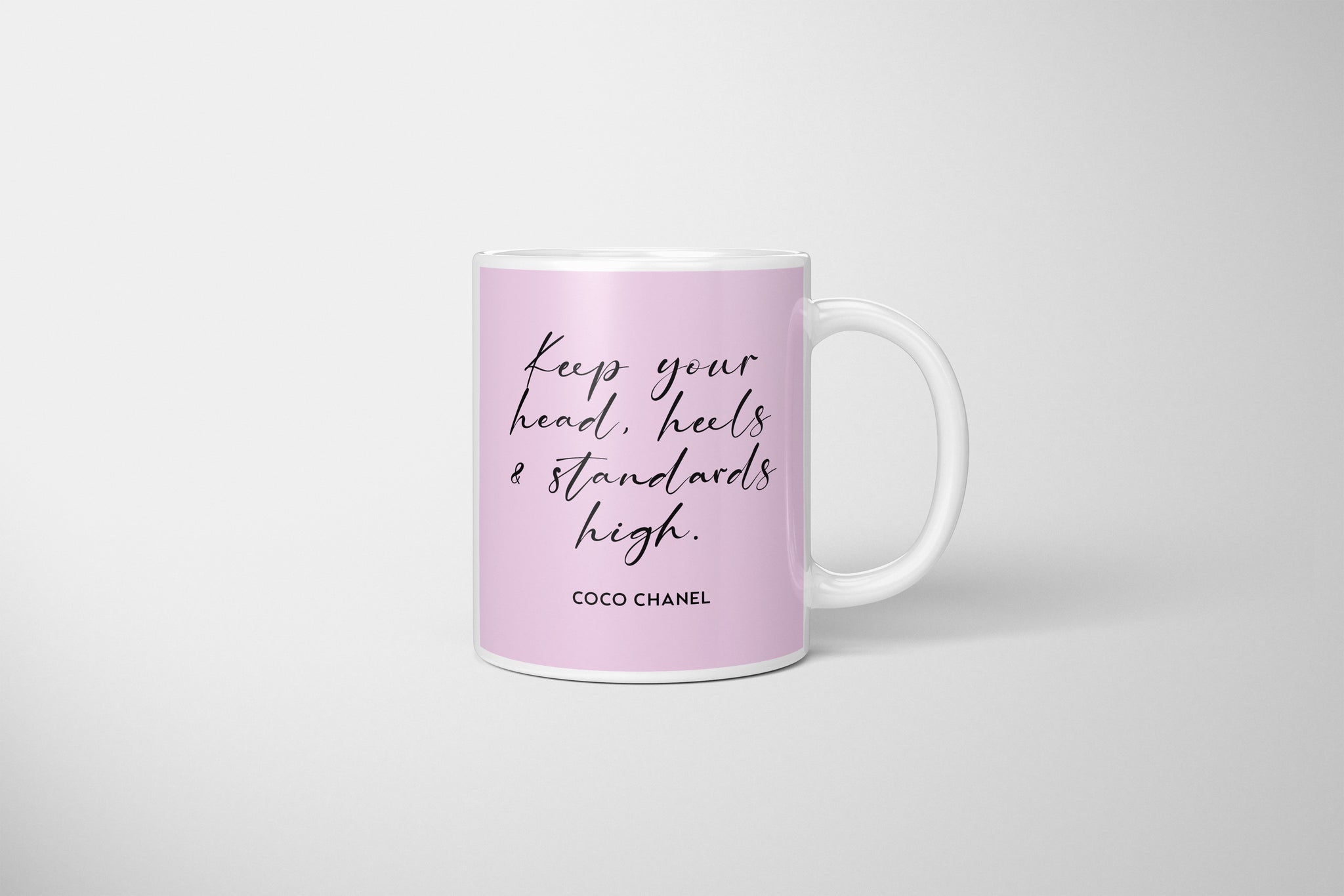 Coco Chanel Mug, Coco Chanel Quotes Mug, Head & Heels, Classy & Fabulous, Coco Chanel Gift, A Girl Should Be Two Things Classy And Fabulous, Keep Your Head, Heels & Standards High Mug, Beauty Begins The Moment You Decide To Be Yourself, Coco Chanel UK Mug
